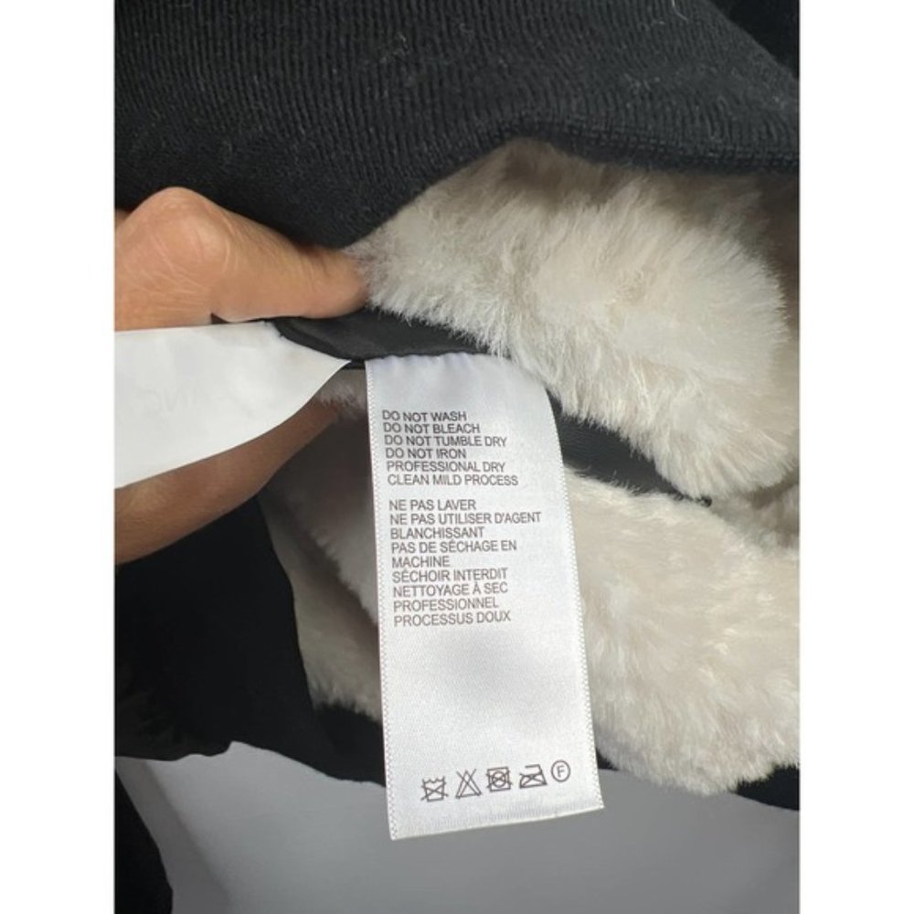 Blanc Noir Luxe Faux Shearling Fur Hoodie Reversible Jacket Black Large NWOT - Picture 7 of 8